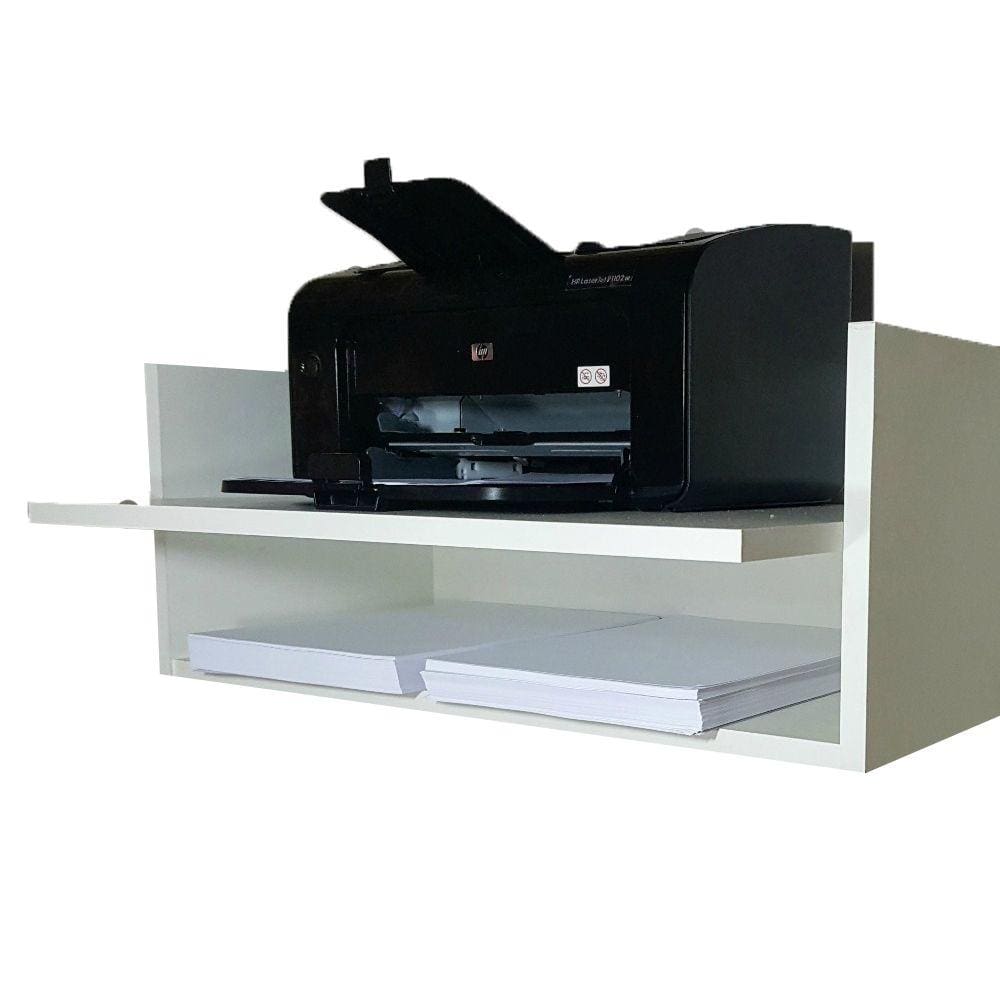 Suporte Para Impressora com Nicho Branco Em Mdf