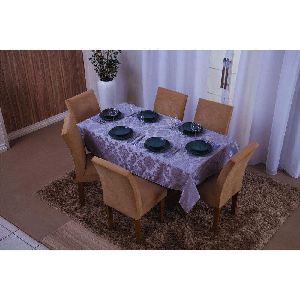Toalha De Mesa Retangular 8 Lugares Jacquard 1,35X2,60