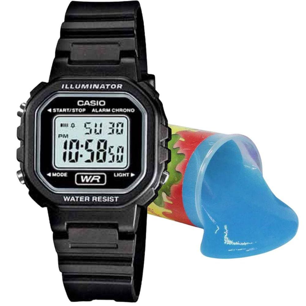 Relógio de Pulso Casio Infantil Digital Standard Prova Dágua Alarme Preto LA-20WH-1ADF + Brinquedo