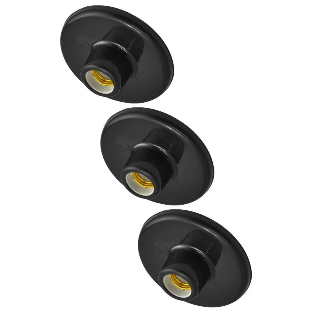 Kit 3 Lâmpadas Plafon Sobrepor Redondo Slim Preto