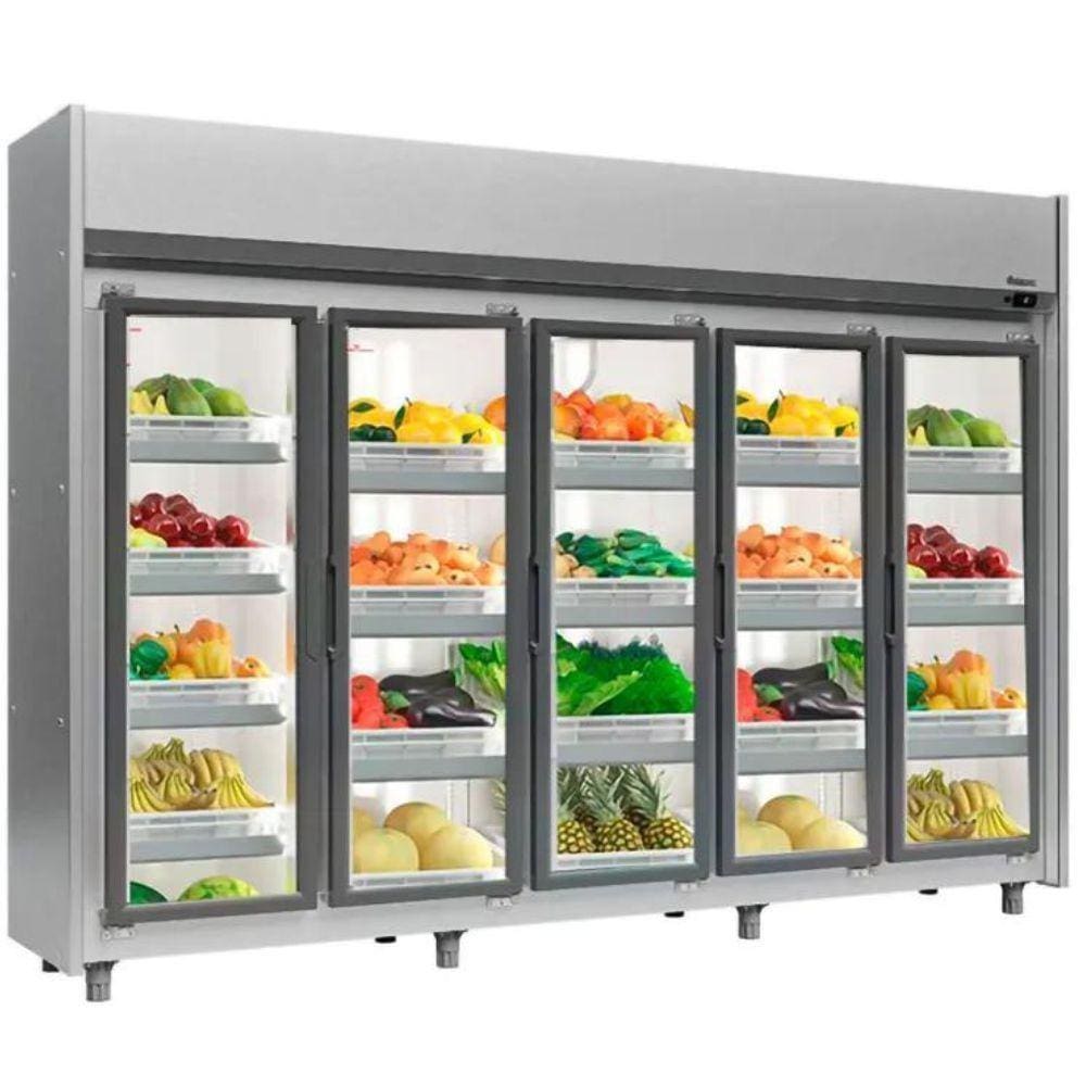 Refrigerador Vertical Hortifruti 5 Portas de Vidro GEAS5P Gelopar