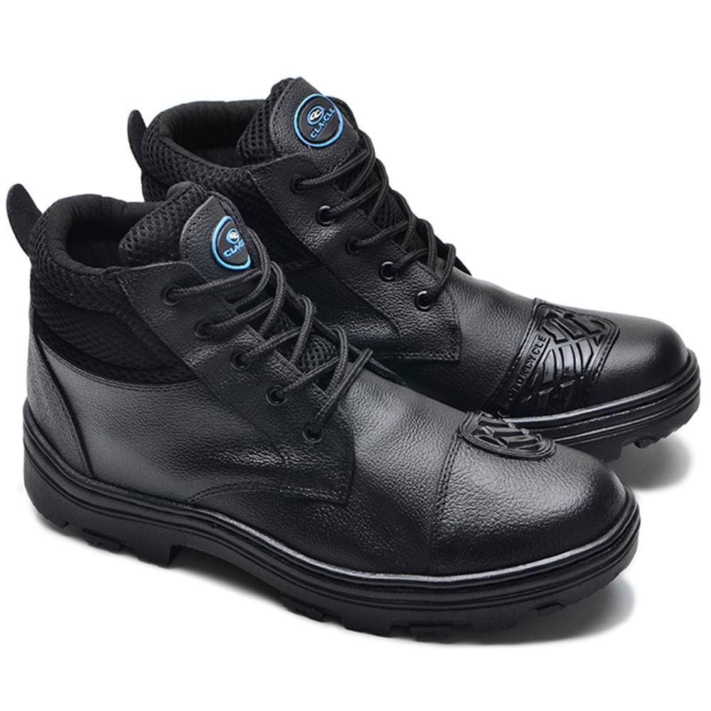 Bota Motociclista Masculina Couro Cano Médio Confortável