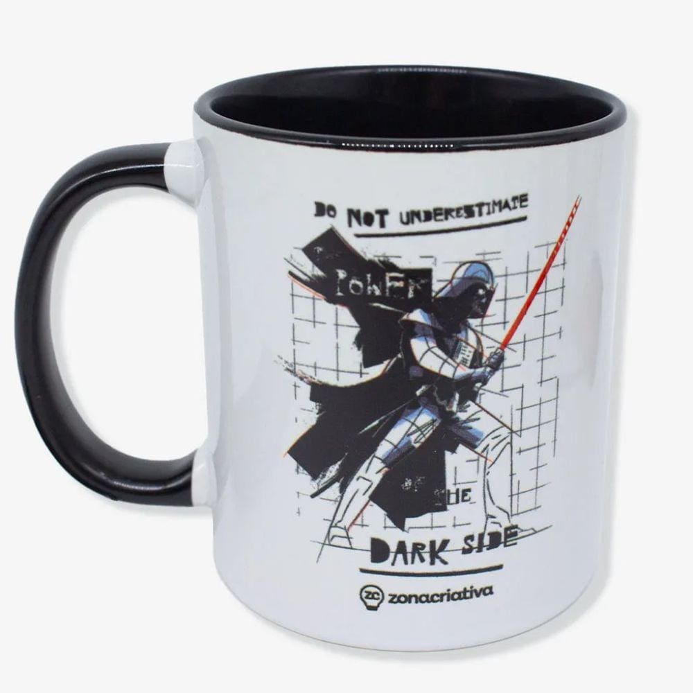 Caneca Cerâmica Star Wars Vader e Nave 350 ml Zona Criativa