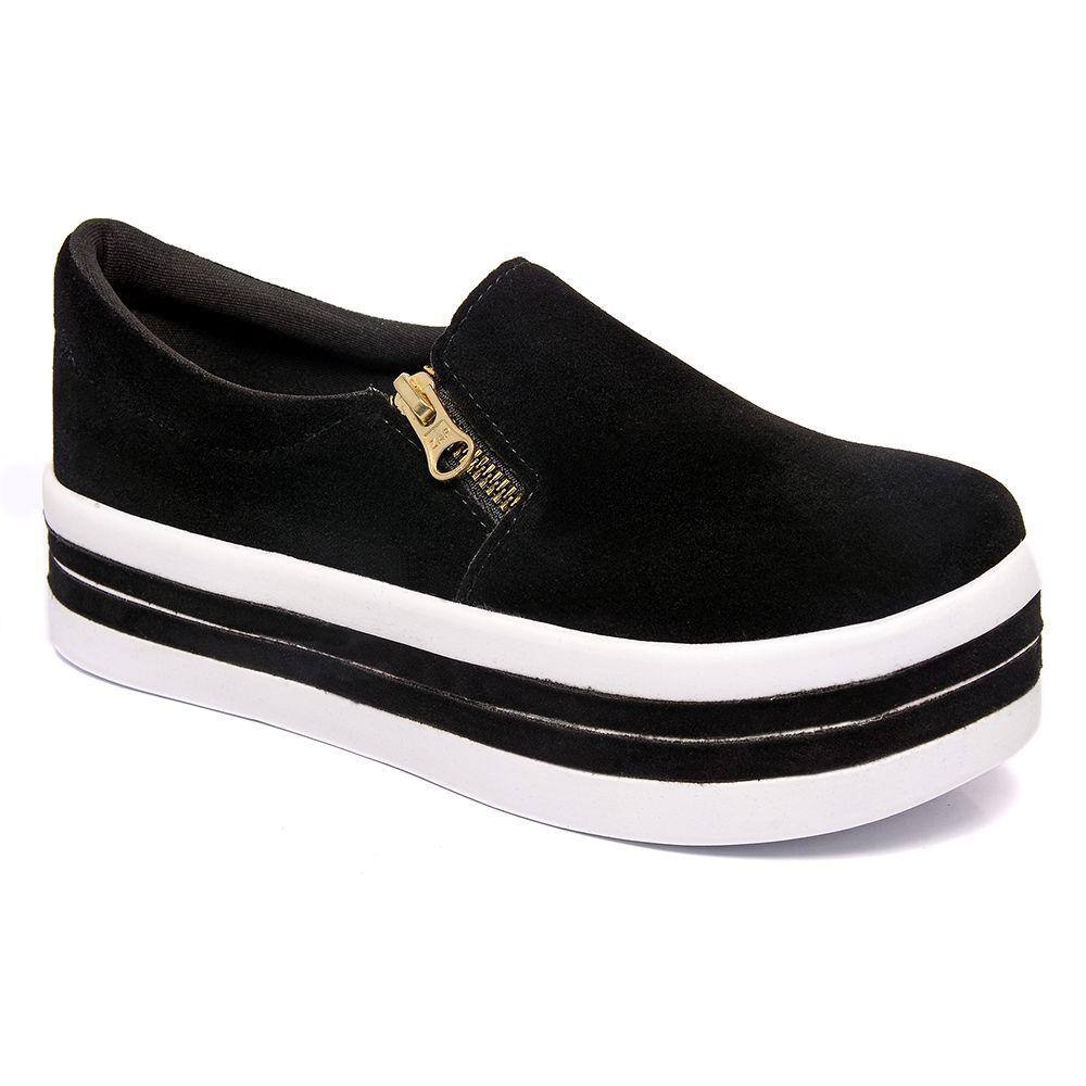 Slip On Liso Sola Alta Lk Store Com Calce Fácil e Zíper Lateral