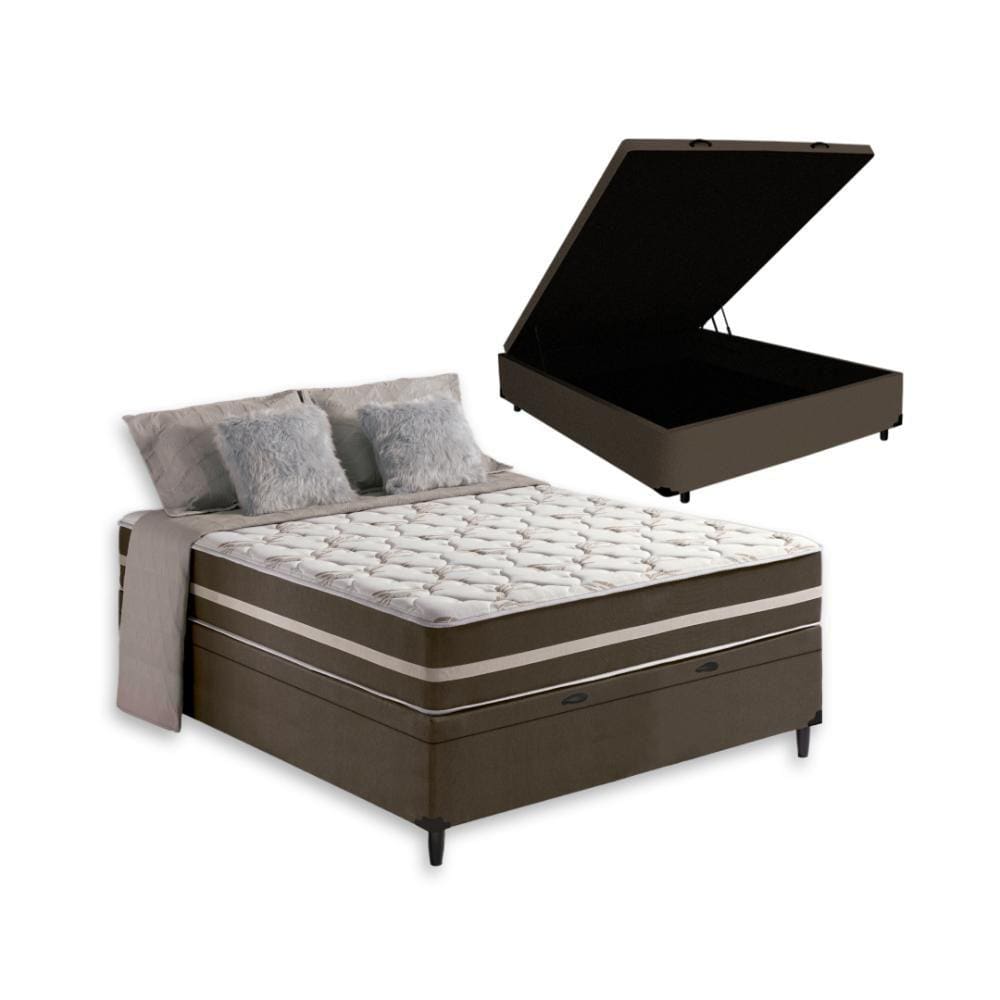 Cama Box Baú + Colchão de Viúva Classic Molas Ensacadas 128x188x64cm