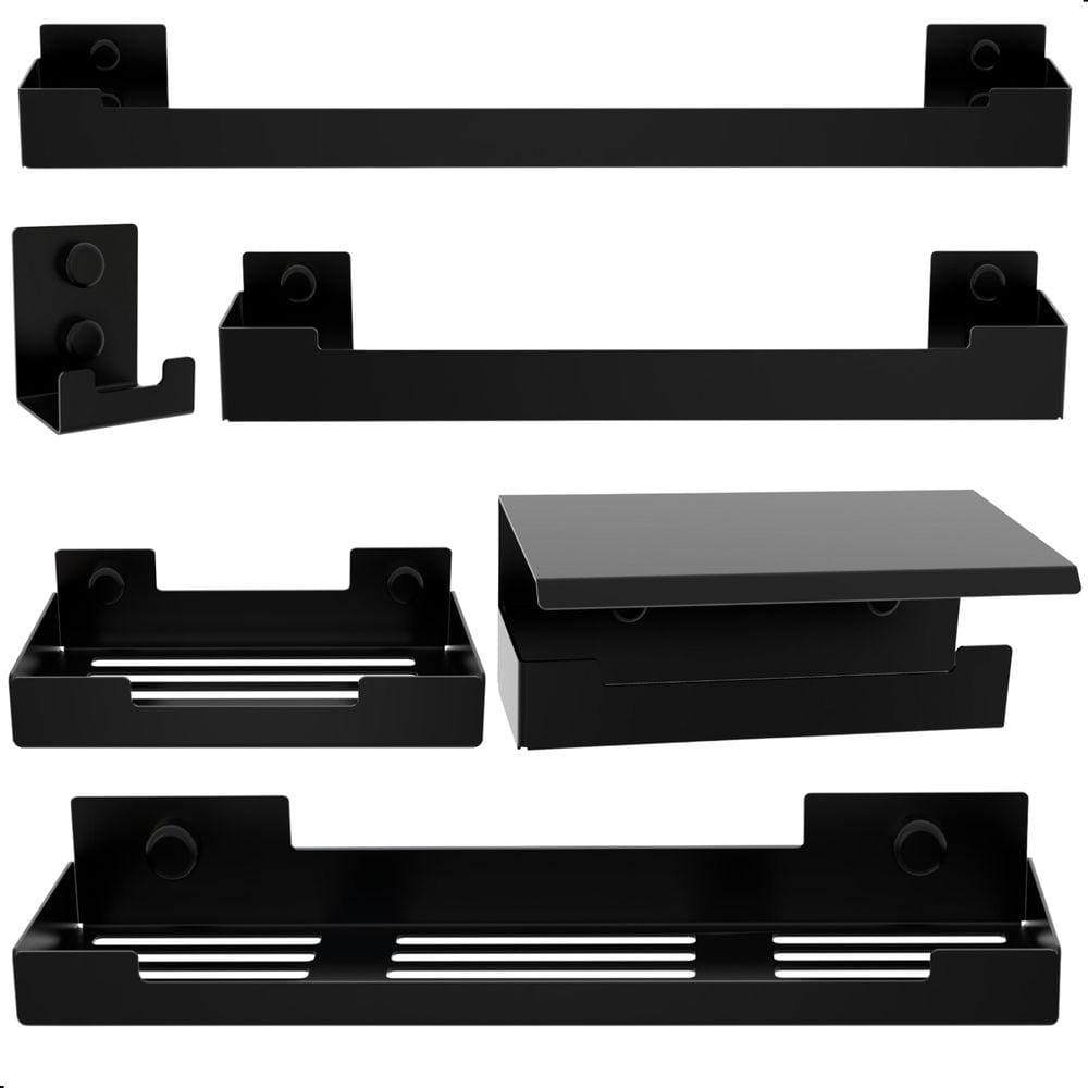 Kit de Acessórios Para Banheiro Preto Fosco 6 Peças F.ELG