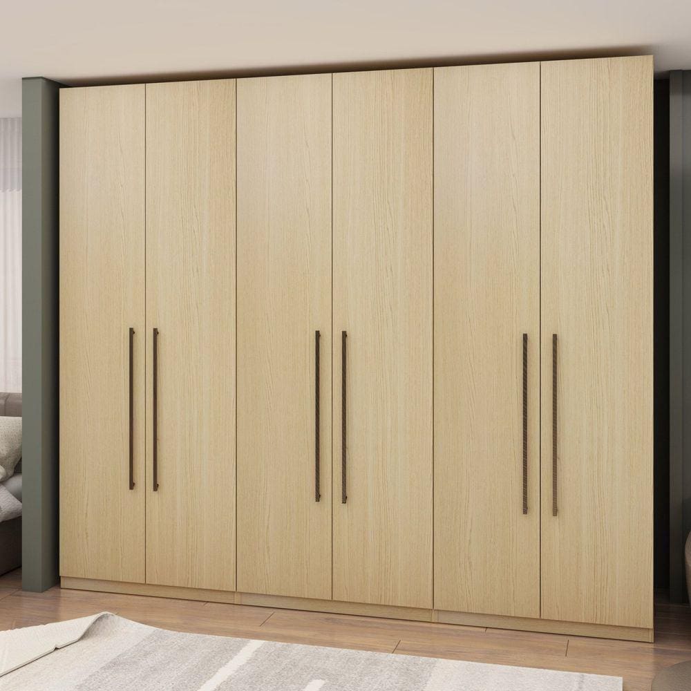 Guarda Roupas Casal 100% MDF 6 Portas 3 Gavetas Nero Savana