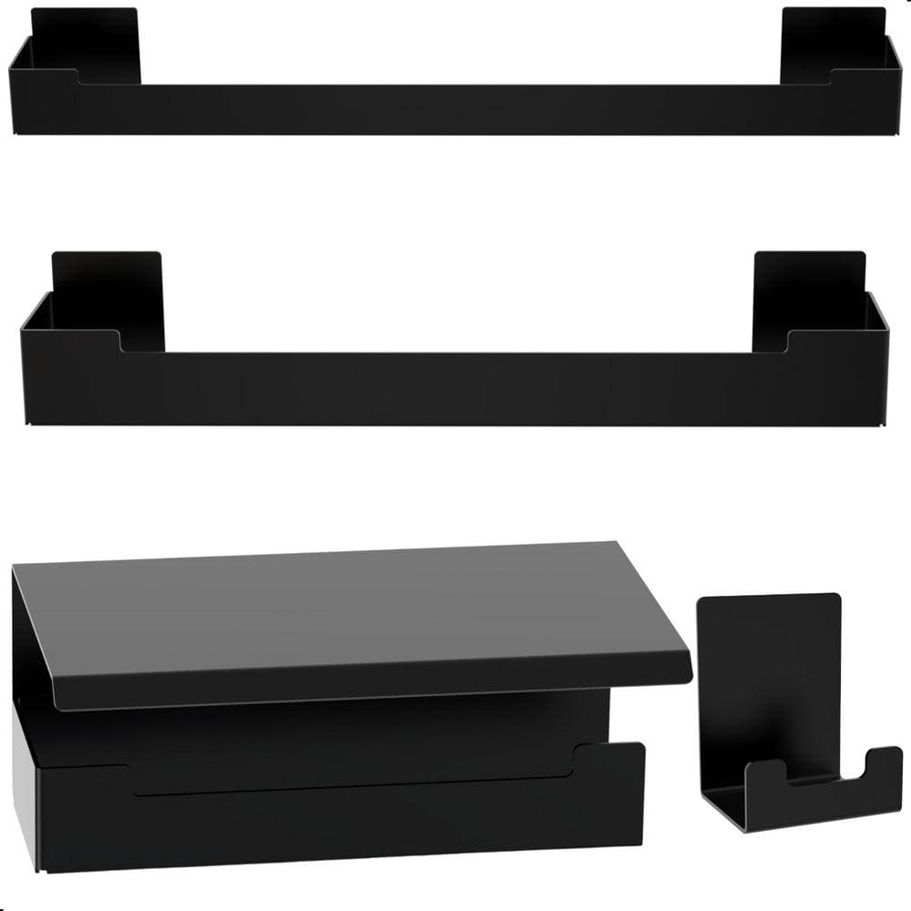 Kit de Acessórios Para Banheiro C/Adesivo 4 Pcs Preto F.ELG