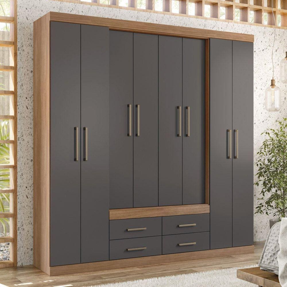 Guarda Roupa Casal 8 Portas 4 Gavetas Nápoles | Extra