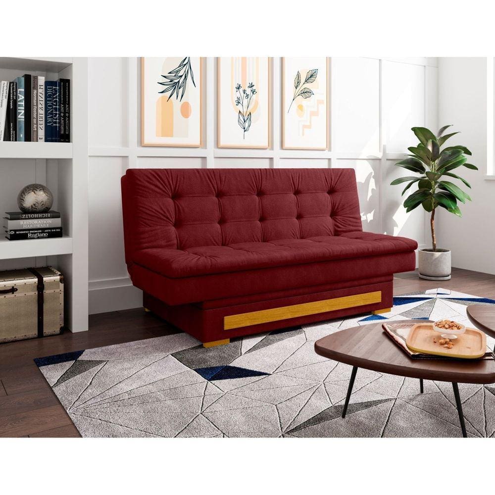 Sofa Cama com Baú Berilo Vinho