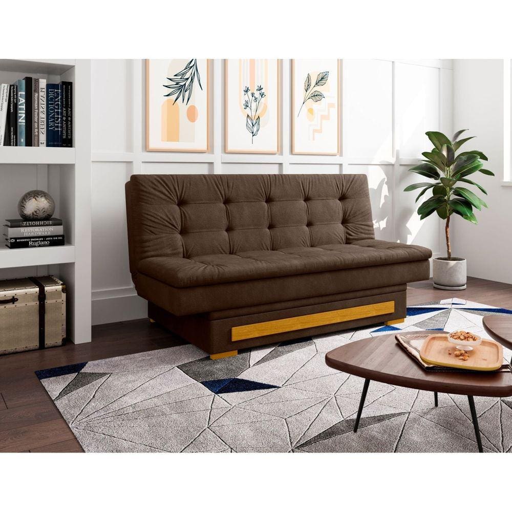 Sofa Cama com Baú Berilo Marrom