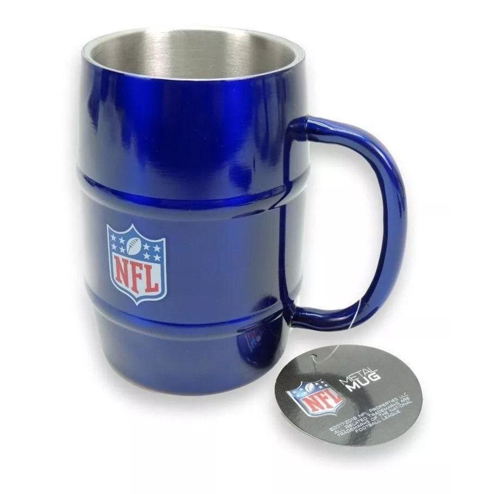 Caneca Chopp NFL Azul Aço Inox 500ml - Metal Mug