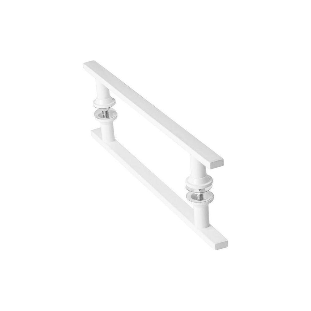 Puxador De Porta Vidro Pivotante Madeira Branco 20cm MS FS