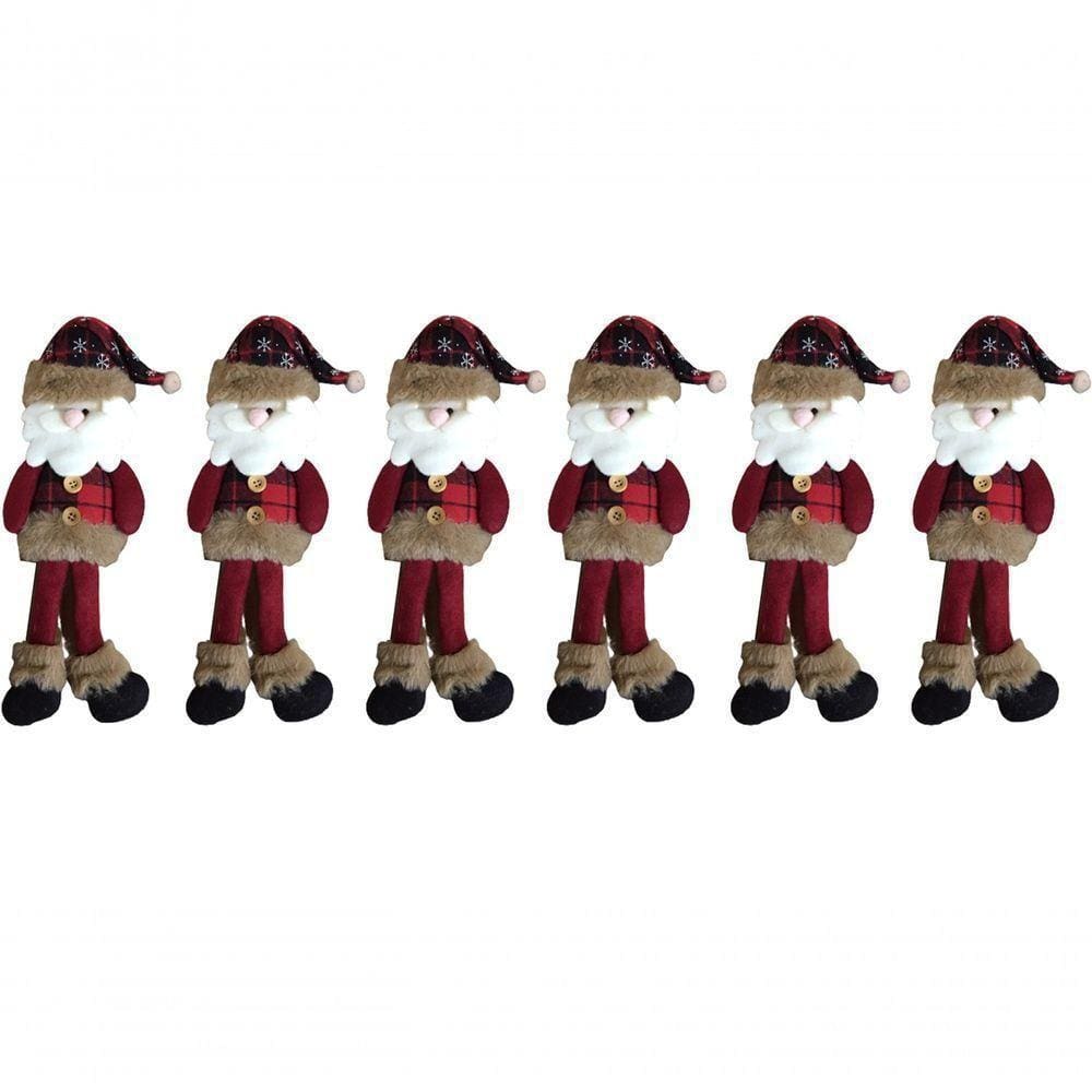 Jogo Papai Noel Pendente Pelúcia Xadrez 29cm 6 Peças