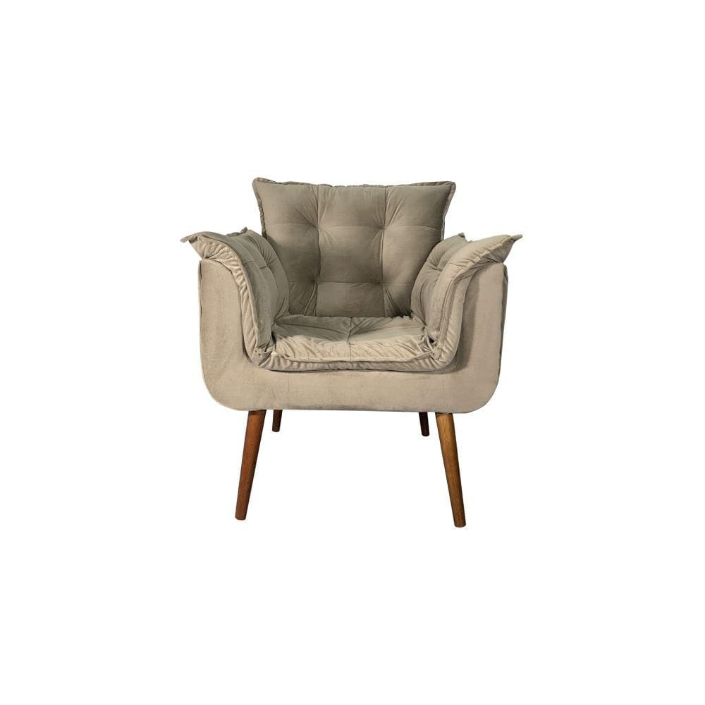 Poltrona Decorativa MS Decor Silicia em Veludo Deluxe Bege