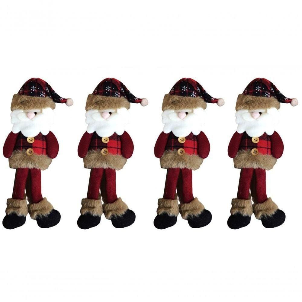 Jogo Papai Noel Pendente Pelúcia Xadrez 29cm 4 Peças
