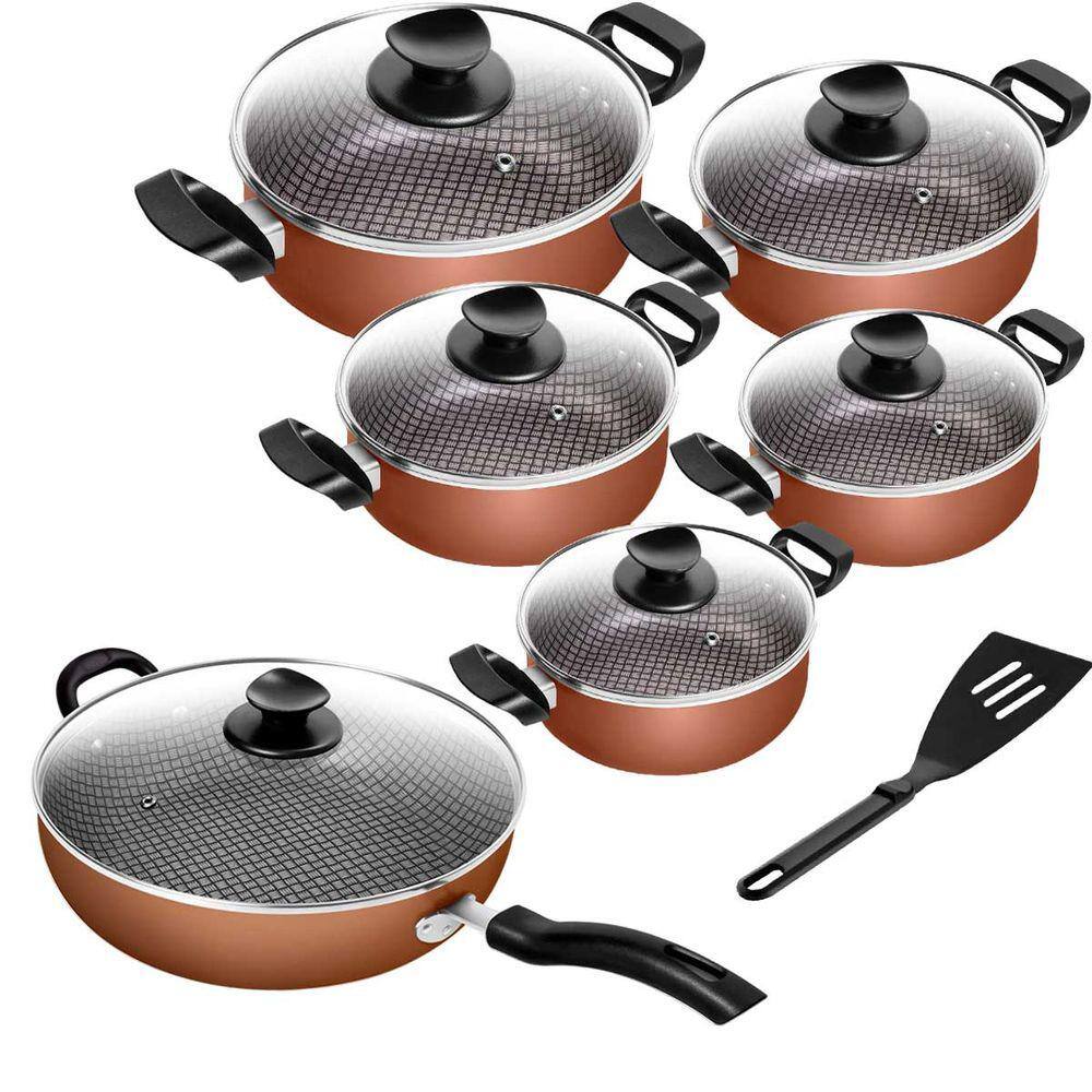 Conjunto De Panelas Antiaderente Spesso Caçarola + Frigideira Wok N° 30 Cobre 6 Peças Patolux