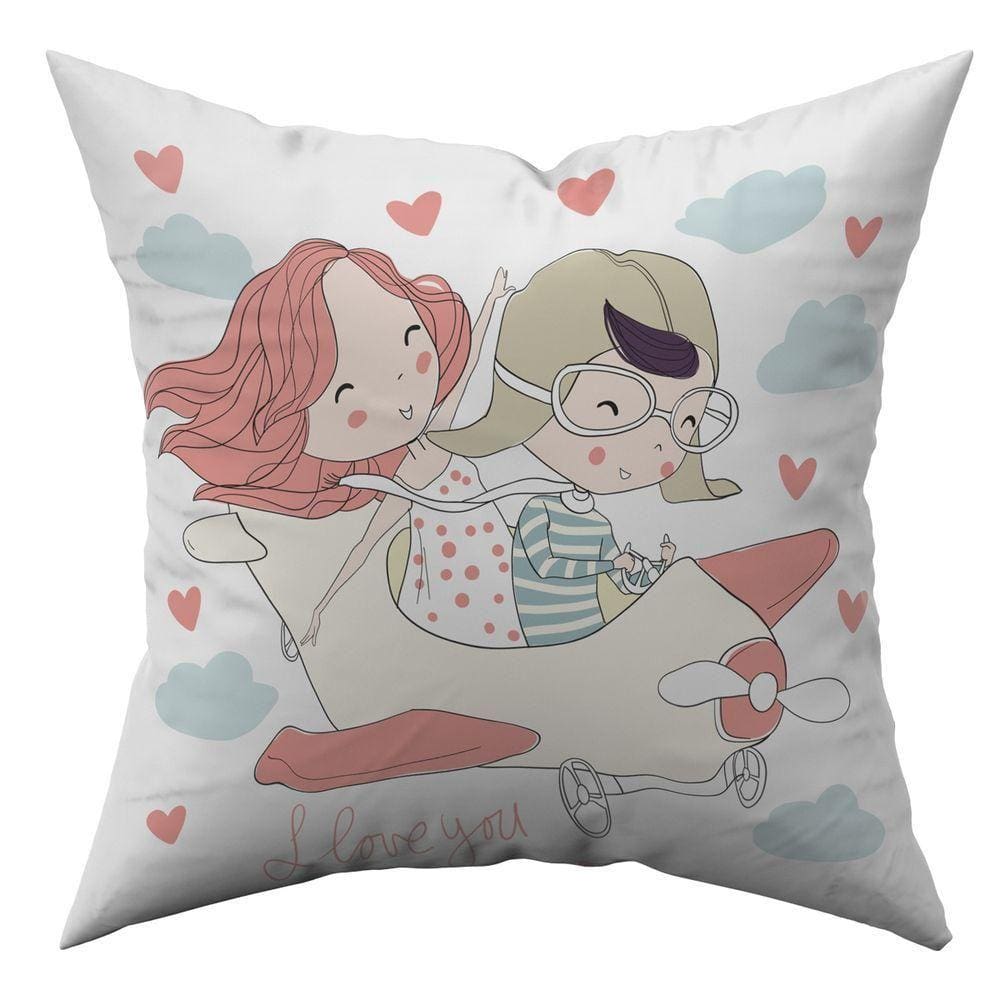 Capa De Almofada Avulsa Namorados Casal Romântico 45cm X 45cm Cor I Love You