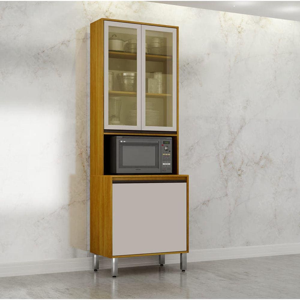 Paneleiro Cristaleira - Eduarda-Cinamomo/Off White - CHF Móveis