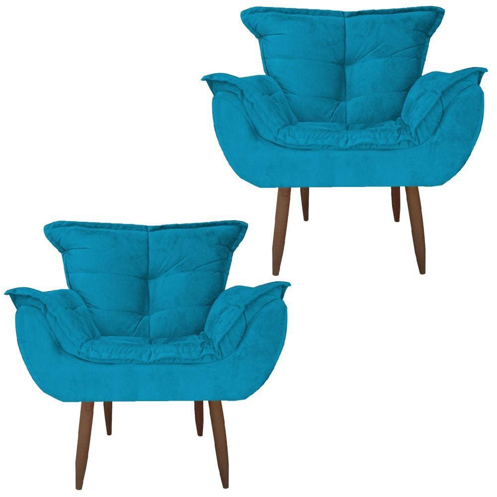 Cadeiras Decorativa Milena Quarto Sala Suede Turquesa