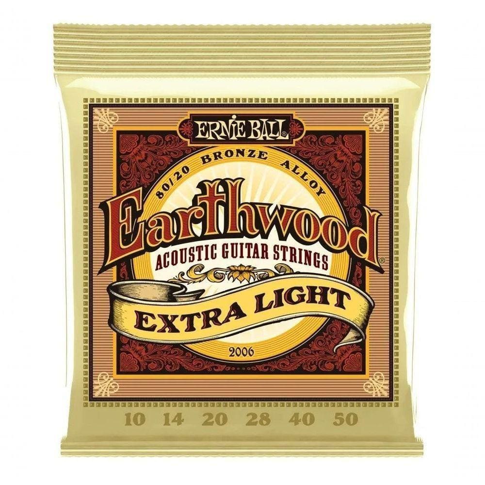 Encordoamento P-violão Aço Earthwood Extra Leve 80-20 Bronze Ernie Ball 010"-050" P02006