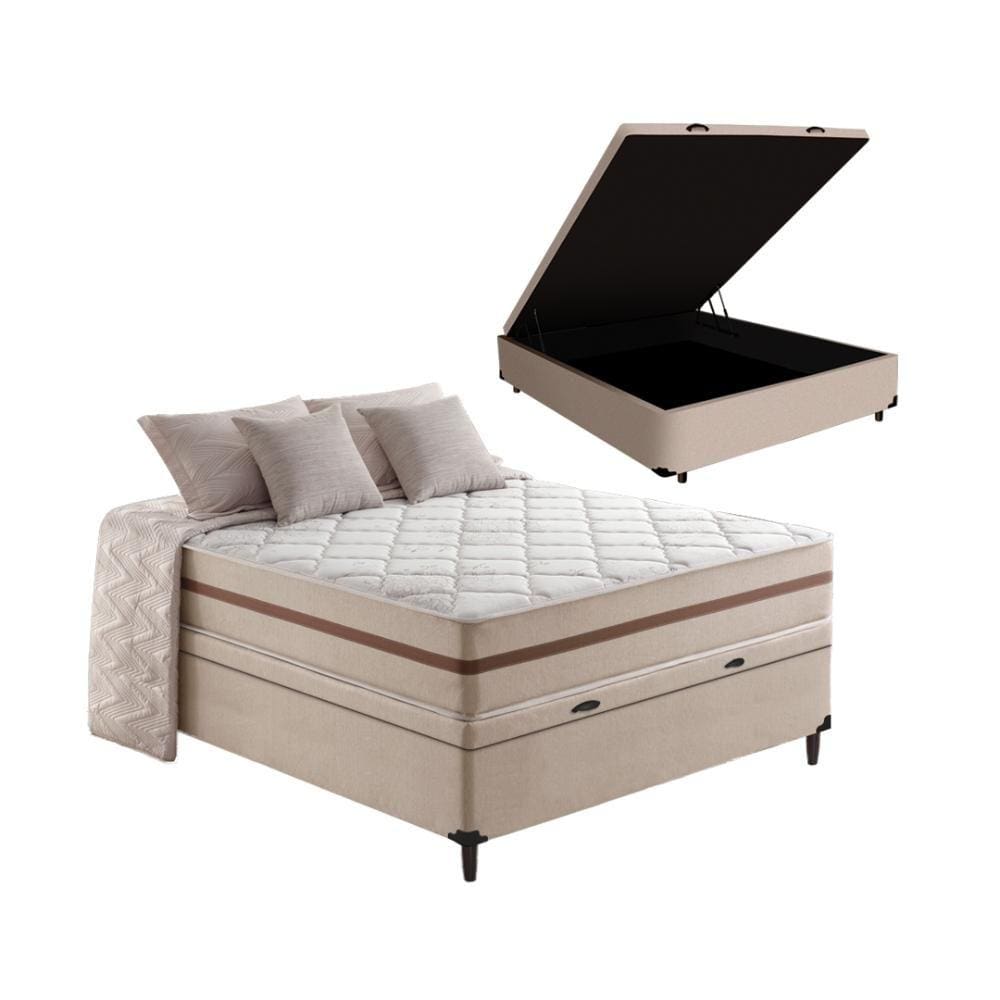 Cama Box Baú + Colchão De Casal Classic Molas 138X188x64cm