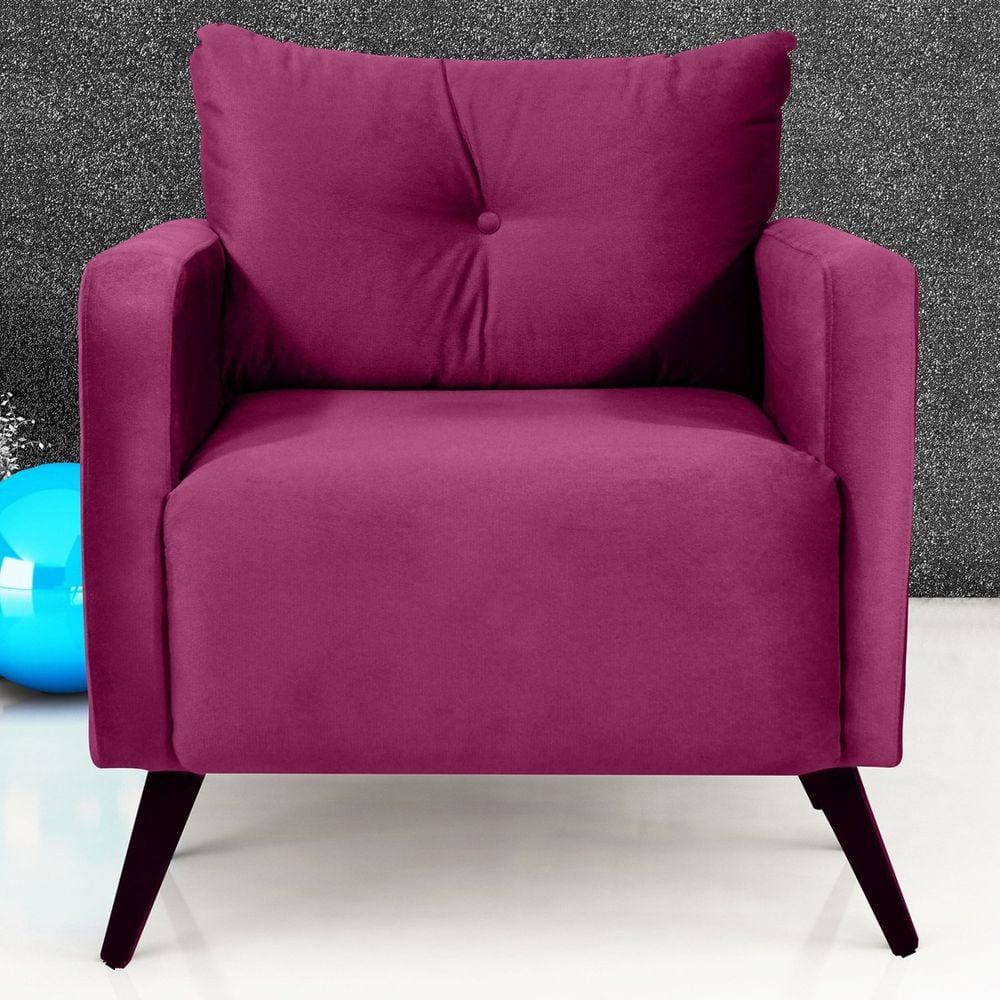 Poltrona Decorativa Veludo Bahamas Marsala