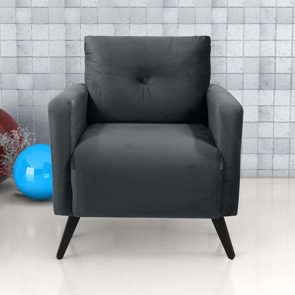 Poltrona Decorativa Veludo Bahamas Cinza