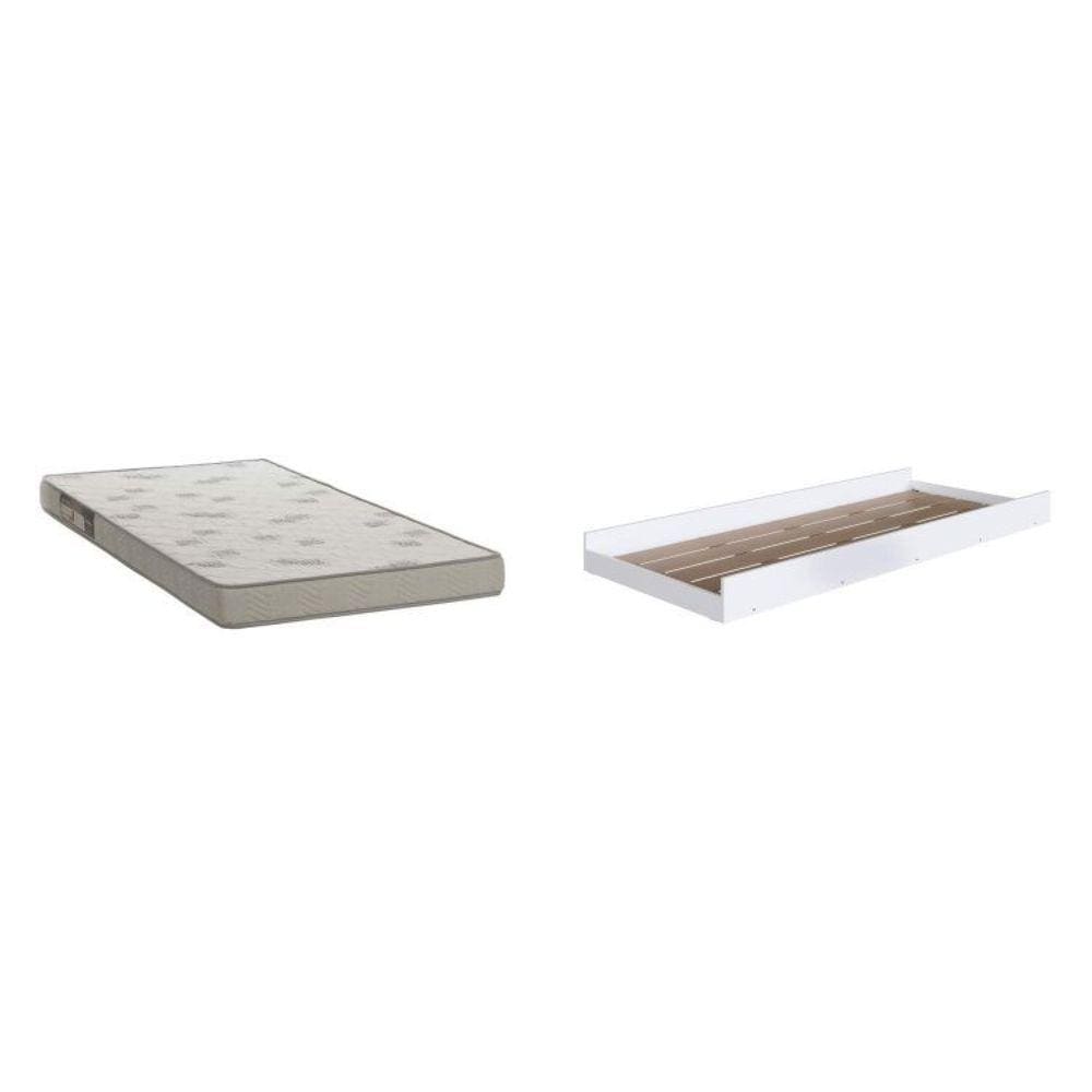 Cama Auxiliar para Beliche 1 Colchão Branco