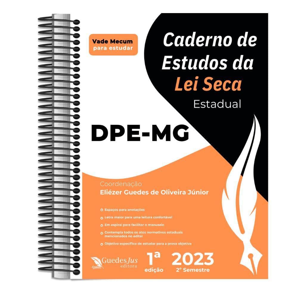Caderno de Lei Seca DPE-MG - 2023 (Espiral)