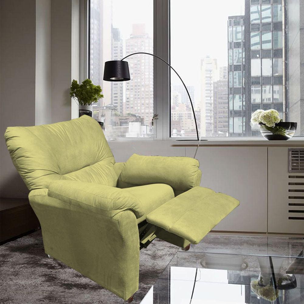 Poltrona Reclinável Manu Extensão De Cílios Estética Sobrancelha Suede Amarelo