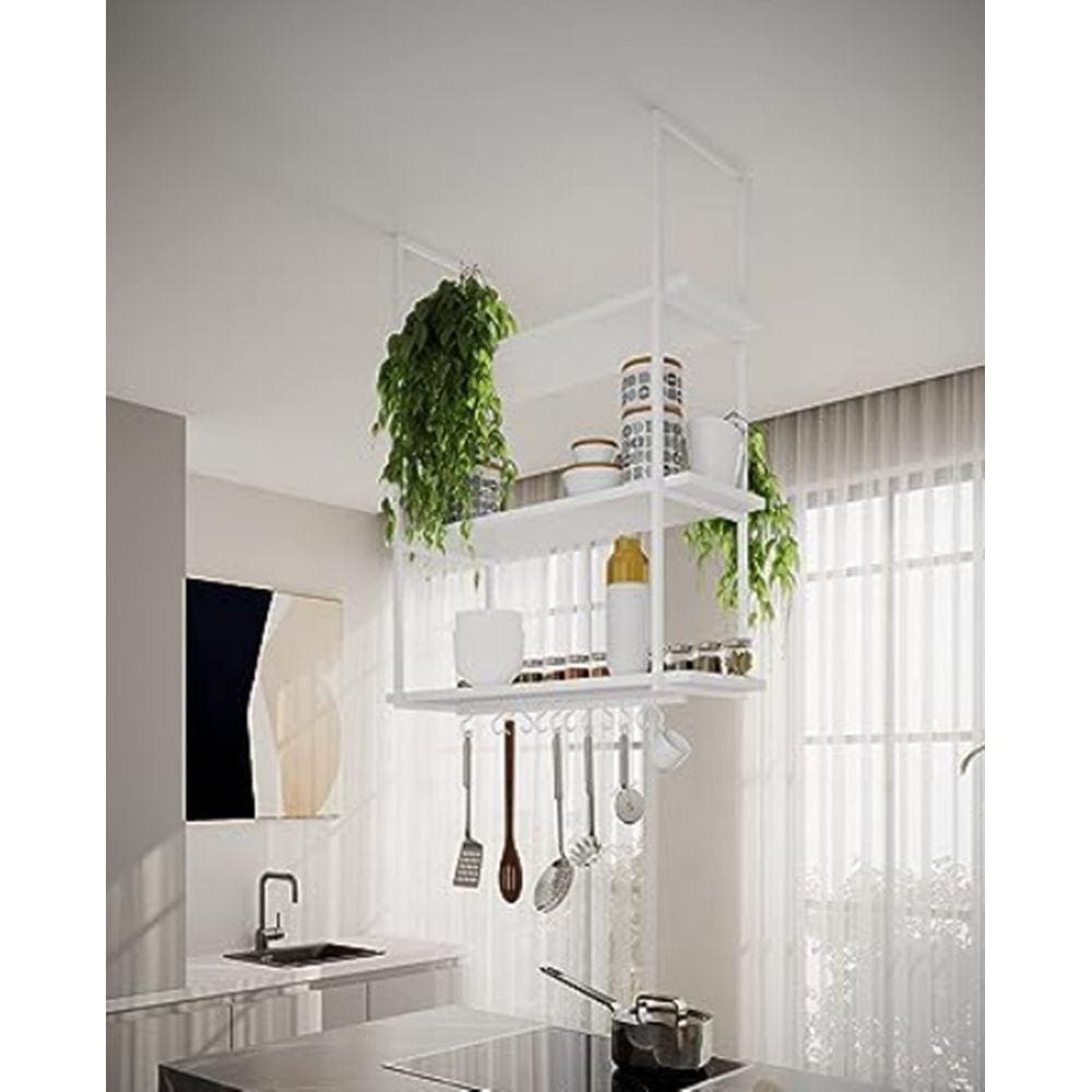 Nicho De Teto Para Cozinha 80Cm Branco Com Prateleira Branca