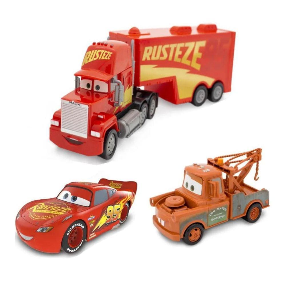 Conjunto De Carrinhos Disney Carros Trio Aventura - Mcqueen Mack Mate - Toyng