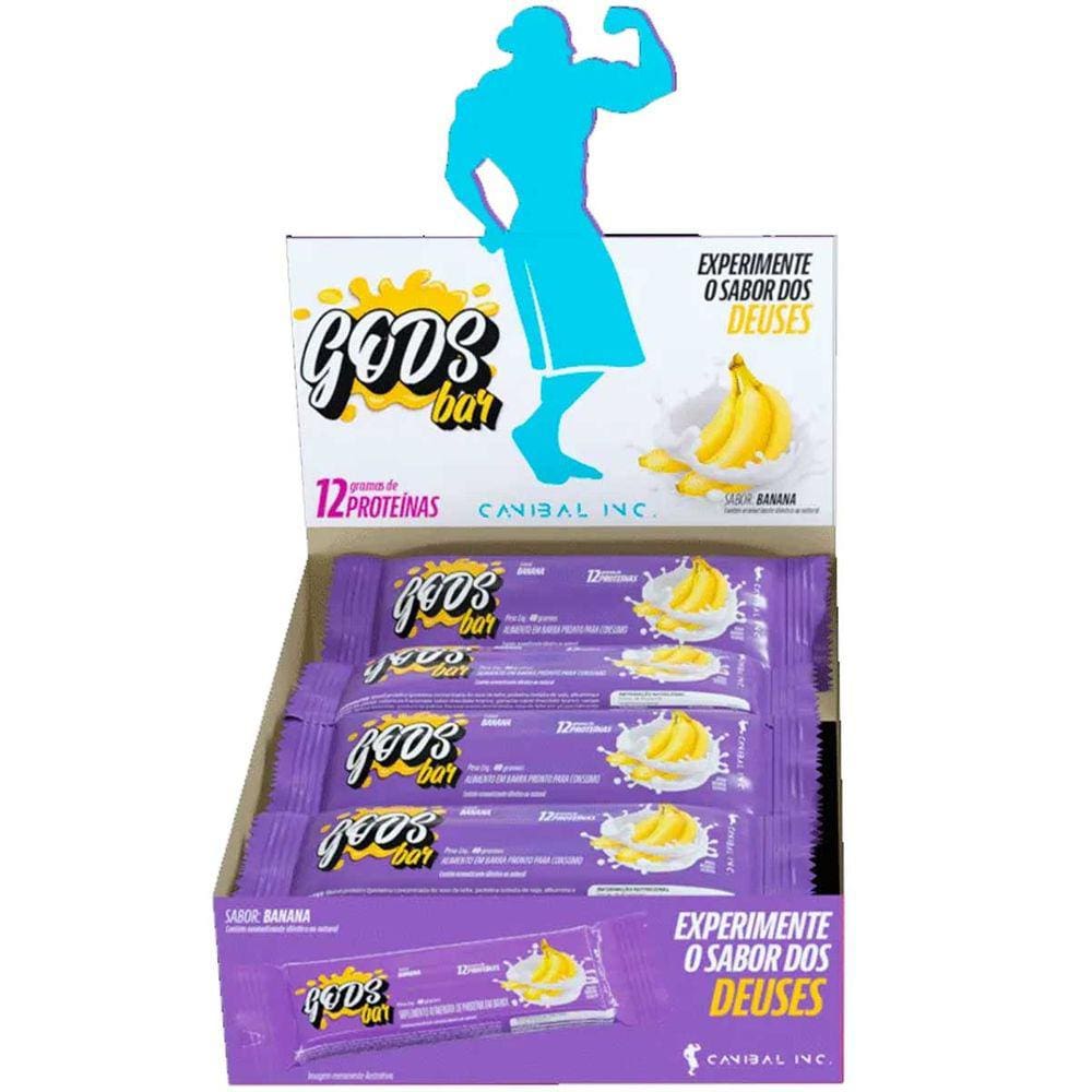 Barra de Proteina Gods Bar Caixa 12 Un Canibal Inc Banana