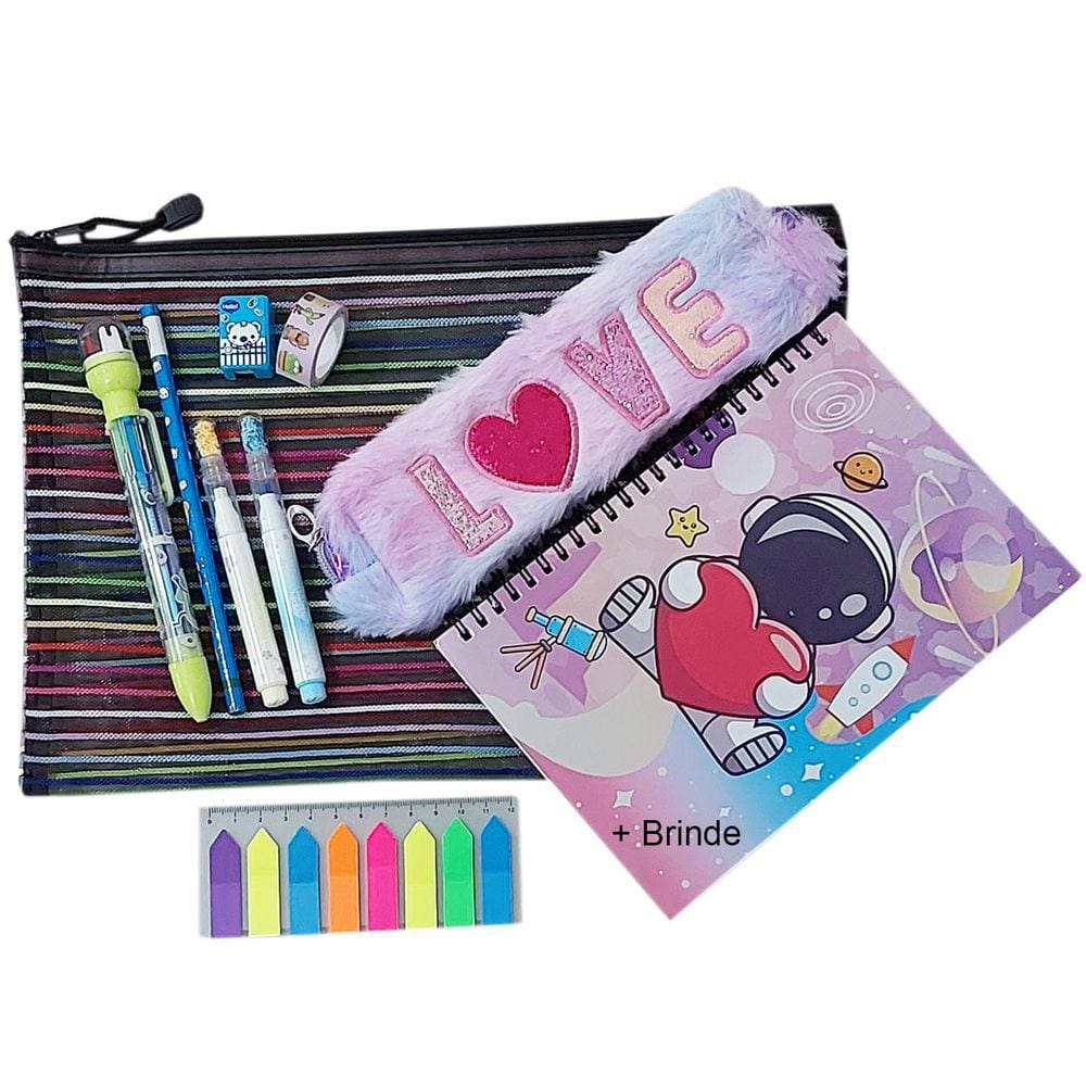 Papelaria Fofa Kawaii Cute: Kit 10 Produtos + Surpresa