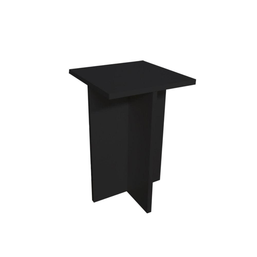 Banco Tampo Quadrado 65 cm Preto Em Mdf