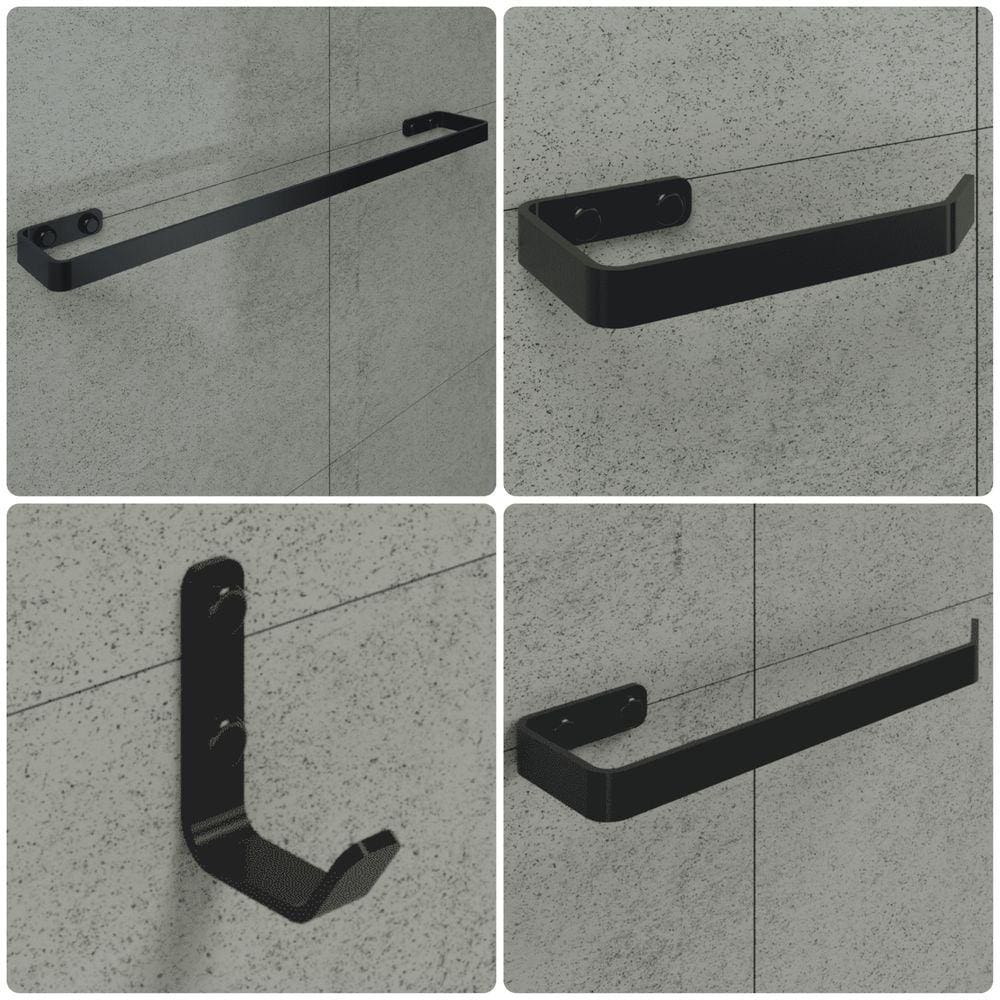 Kit de Acessórios Para Banheiro Preto Fosco 4 Peças FS