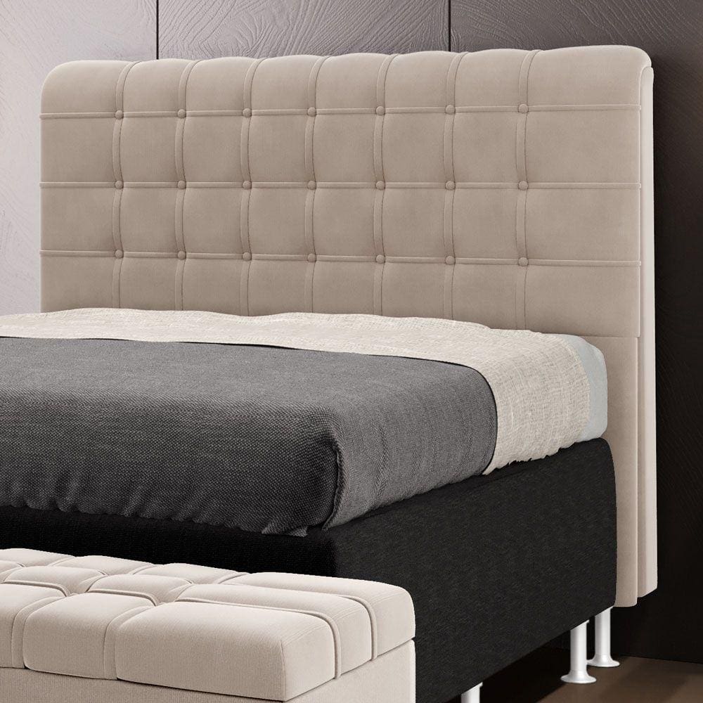 Cabeceira Estofada para Cama Box Dama 195 para Cama King Sued Bege Aradecor