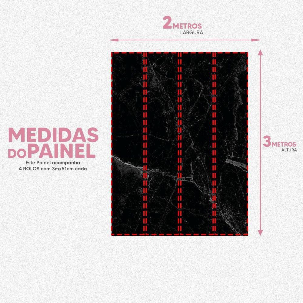 Papel De Parede Painel 3D Mármore Preto Vinilico 2M