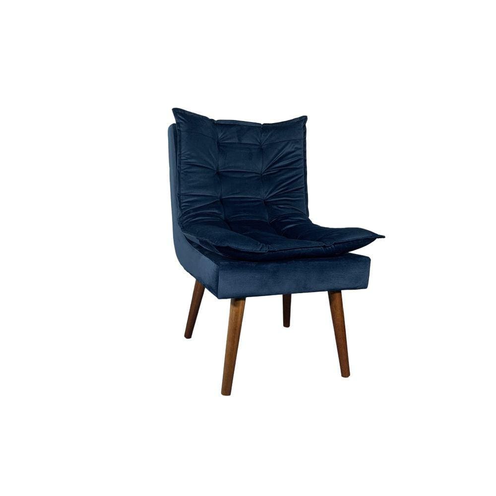 Poltrona Decorativa MS Decor Bremen em Veludo Deluxe Azul