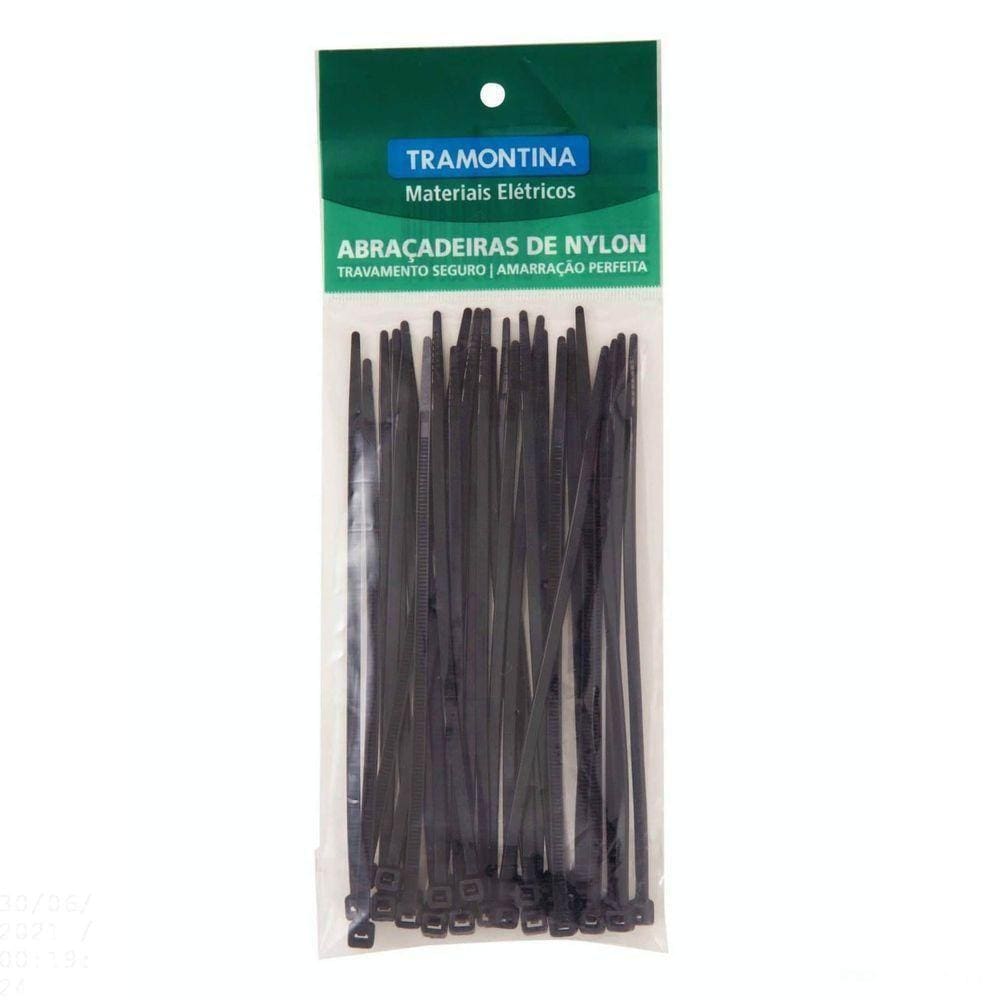 Abraçadeira De Nylon 200x4,8x1,5 Mm Tramontina Preta Tramontina