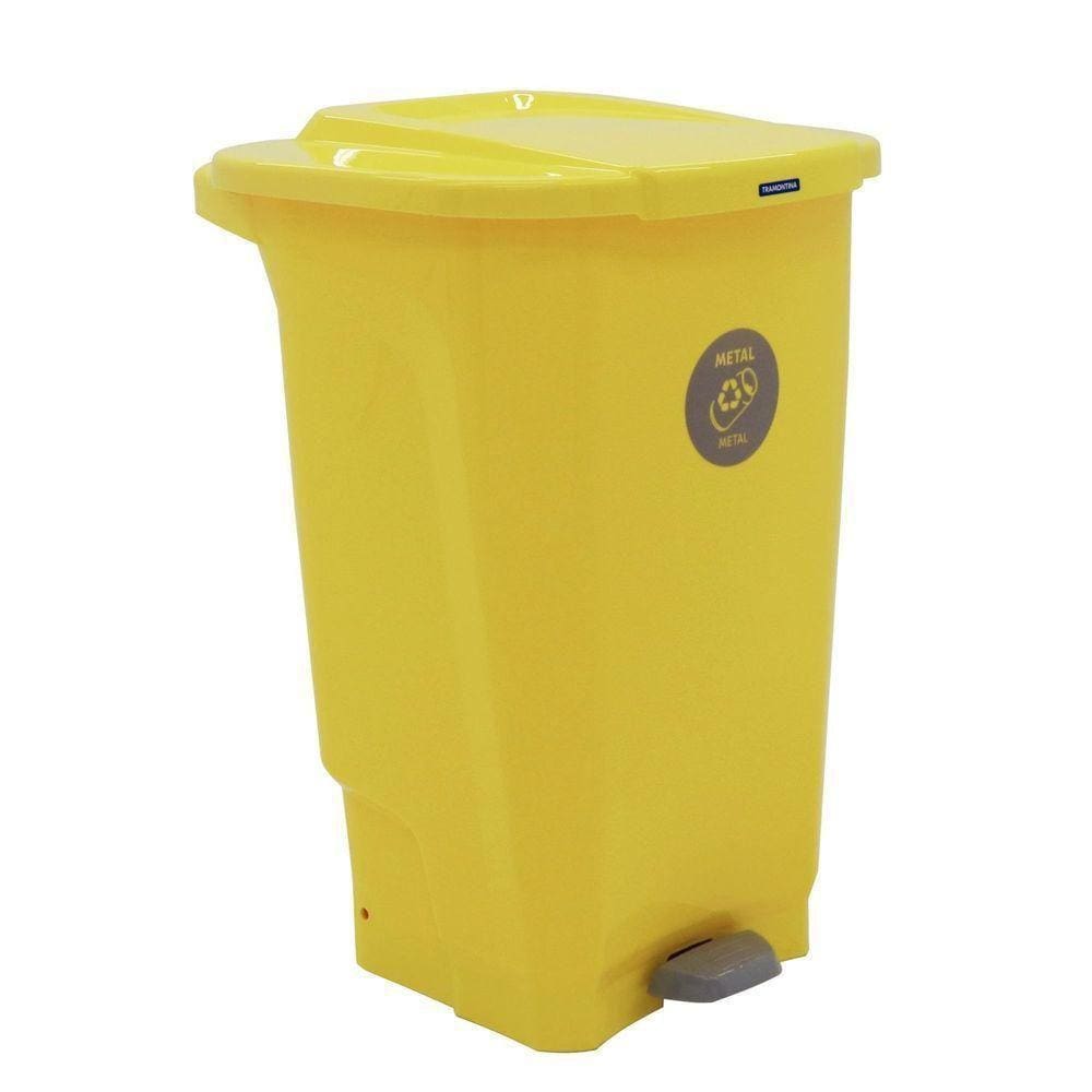 Lixeira Tramontina T-force Coleta Seletiva Metal Em Polipropileno Amarelo 100 L Tramontina
