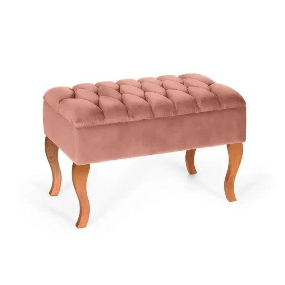 Puff Banqueta Soffia Decorativo Captonado Para Sala Ou Quarto Rosa