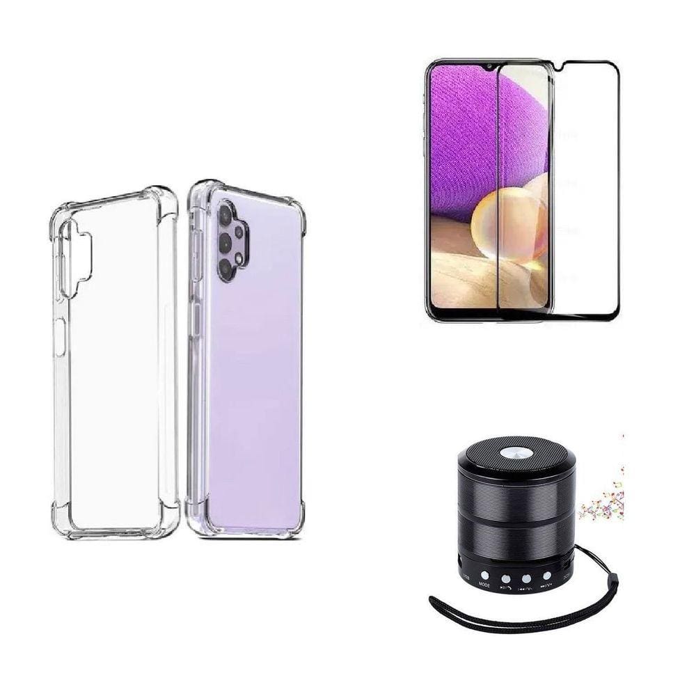 Kit Mini Som Bluetooth Samsung A52 + Capa Anti Impacto + Película Vidro 3D