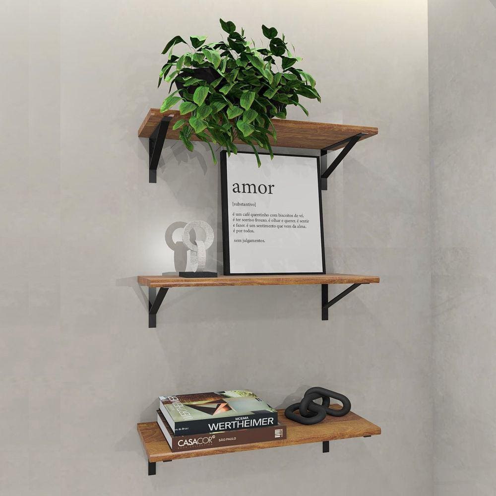 Prateleira Decorativa em Pinus 20x60cm Extrado San Castanho