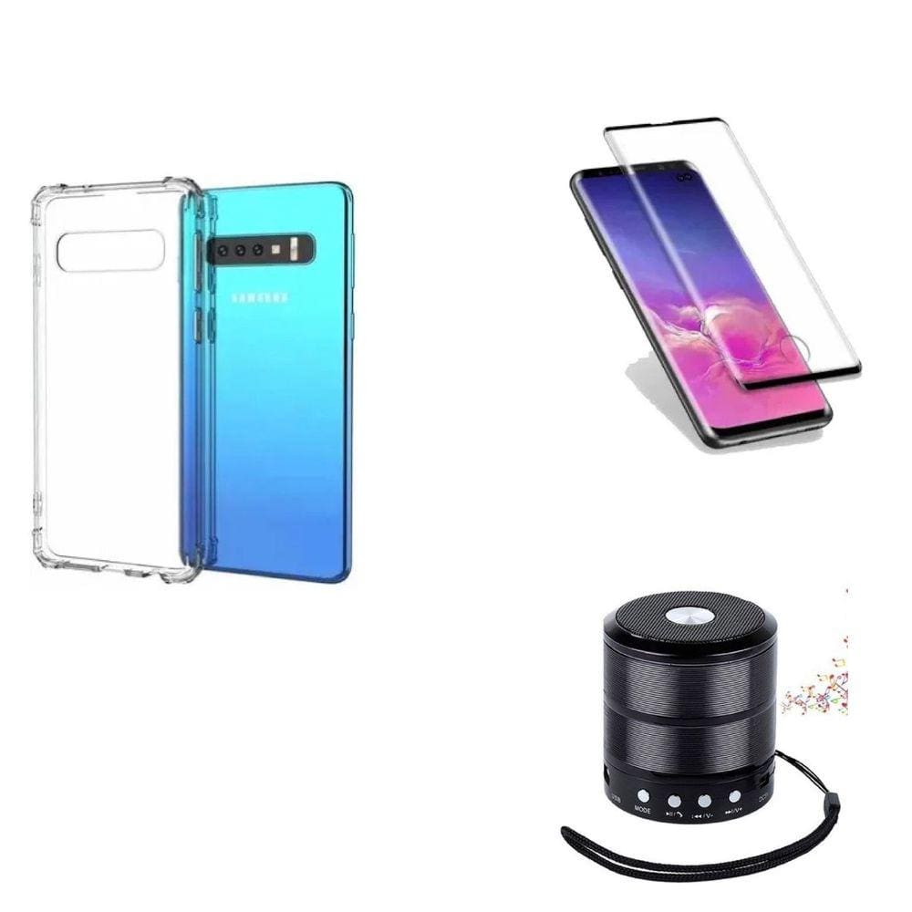 Kit Mini Som Bluetooth Samsung S10e + Capa Anti Impacto + Película Vidro 3D