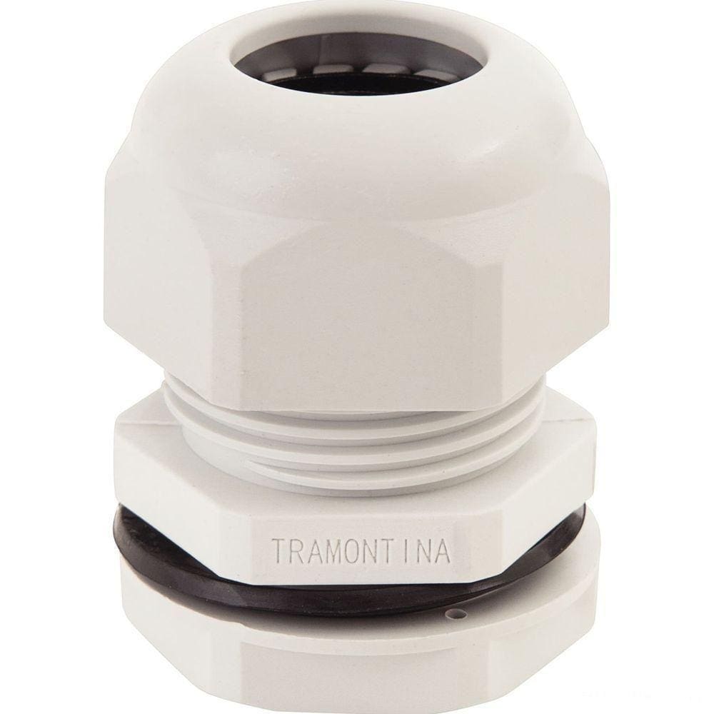 Conector Prensa-cabo 3/4 Polegada Tramontina Em Termoplástico Cinza Com Bucha Tramontina