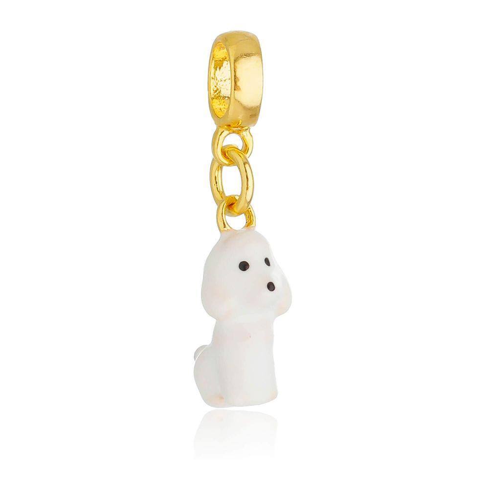 Pingente Berloque Cachorro Poodle Para Pandora Banhado a Ouro 18k