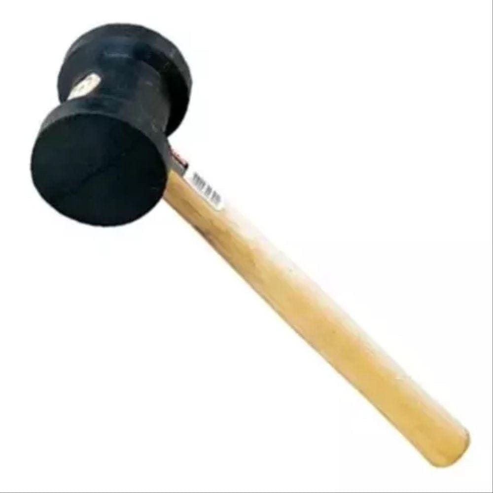 Martelo de Borracha 60mm Marreta Cabo Madeira Assentar Piso Cerâmica Marcenaria Carpintaria