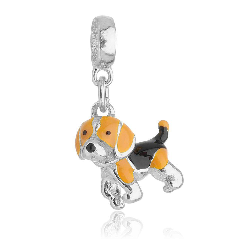 Pingente Berloque Cachorro Beagle Para Pandora Banhado a Prata 925
